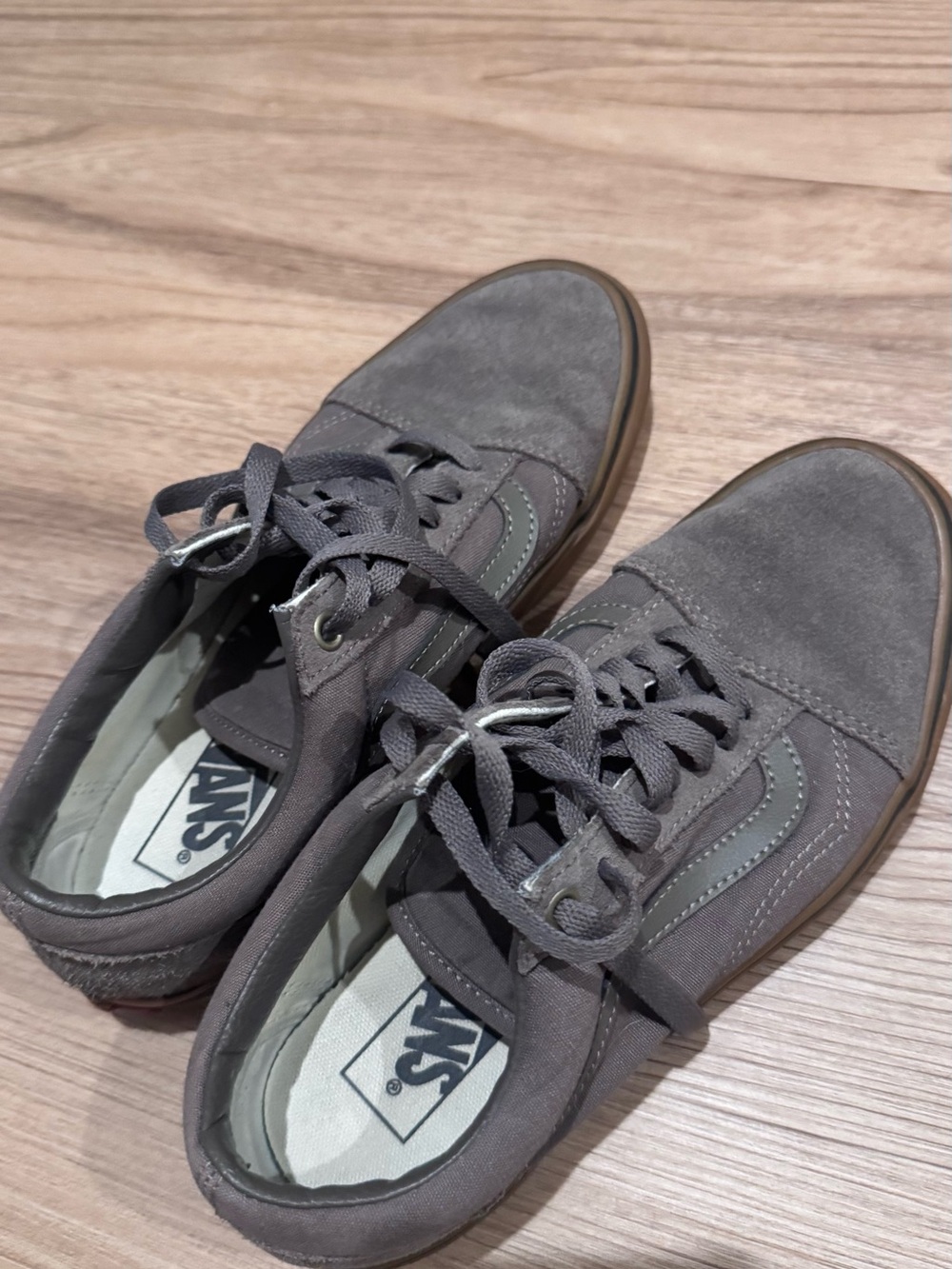 Vans Men's Gray Suede Old Skool Sneakers with Side Stripe